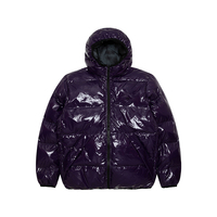 Doudoune matelassée personnalisée pour homme, noire, décontractée, écologique, respirante, vêtements d'hiver, manteaux tissés, à capuche, matelassée, brillante, avec lettres, réversible