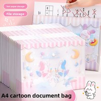 Pochette de rangement A4 en PP très attrayante pour étudiants, documents, papiers de test, papeterie, avec design créatif à bouton-pression pour le bureau