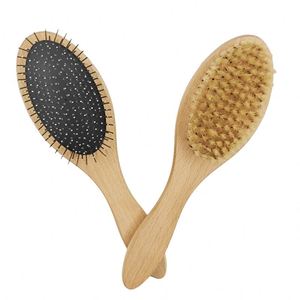 Cross-Border Solid Wood Handheld Beauty Comb Double-Sided <b>Brush</b> Portable <b>for</b> Pet Hair <b>Cleaning</b> Dog and Cat Hair Removal - Product Image 5