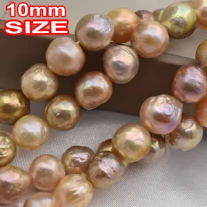 Edison-Cadena de perlas de Color morado arrugado para el agua dulce, cuentas redondas de 10mm, venta al por mayor