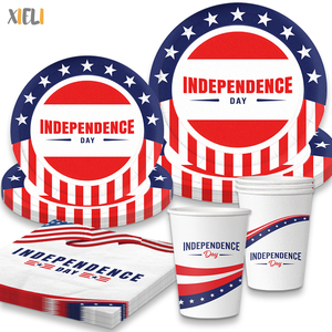 XIELI Juego de vajilla desechable para fiesta patriótica del <span class=keywords><strong>4</strong></span> de <span class=keywords><strong>julio</strong></span> - Product Image 1