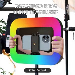 Rvb Smartphone Ring Fill Light Handheld Vertical Shooting Stabilizer <span class=keywords><strong>Batterie</strong></span> intégrée Microphone pour TikTok YouTube Plastic - Product Image 2