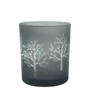 Custom Logo Frosted glass candle holders jars luxury in bulk wholesale, lanterns and candle jars Glass For Scented Candle