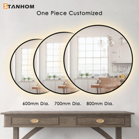 Miroir LED lumineux STNAHOM pour salle de bain, miroir rond en aluminium avec cadre, résistant à l'eau