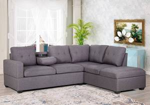 Sofá Seccional en Forma de L de Estilo Moderno Frank con Respaldo Acolchado y Chaise Longue, Ideal para Salas de Estar y Apartamentos Minimalistas - Product Image 3