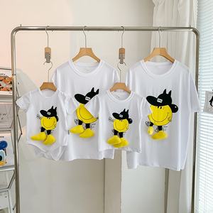 2025 verano Casual elegante Camiseta de manga corta dibujos animados para cara 3D familia trajes a juego para bebé<span class=keywords><strong>s</strong></span> niños y niñas 95% algodón - Product Image 3