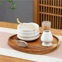 Nouveau design moderne, kit de préparation du thé matcha en céramique blanche, outils, logo personnalisé, vente en gros, ensemble de fouets à matcha