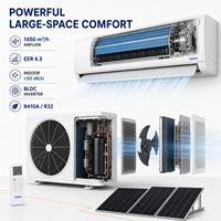Climatiseur solaire domestique 36000 BTU hybride double alimentation DC Inverter mural froid/chaud 80-380V AC 110-240V IP65 R32