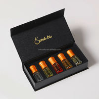 Boîte d'emballage de parfum d'huile essentielle d'oud de luxe avec couvercle, boîte de flacon d'attar magnétique rigide personnalisée en usine, 3 & 6 & 12 ml