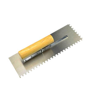 Spatule à plâtrer à lame dentée avec manche en caoutchouc rouge et manche en bois pour la pose <span class=keywords><strong>de</strong></span> carreaux - Product Image 4