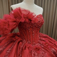 Robe de soirée de luxe vintage en satin, style robe de bal, col cœur, avec traîne longue, pour Quinceañera, motif floral