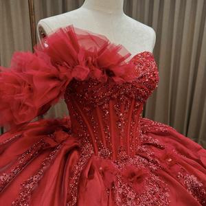 Abito <span class=keywords><strong>da</strong></span> <span class=keywords><strong>Sera</strong></span> <span class=keywords><strong>Vintage</strong></span> di Lusso in Raso con Scollatura a Cuore Vestidos De 15 Anos con Strascico Lungo fino a Terra Abito Quinceañera - Product Image 5