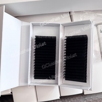 Extensions de cils individuels coréens PBT Jet Black, courbures C, CC, D, J, volume, effet velours, vison, noir mat, plateau de cils en cachemire