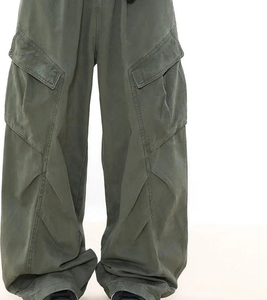 กางเกงจ็อกเกอร์ทรงสูงสำหรับผู้ชาย ผ้าแคนวาสคอตตอนเกาหลีแบบสั่งทำพิเศษ ทนทาน กันน้ำ ระบายอากาศได้ดี พร้อมแผ่นเสริมเข่า ดีไซน์ขาดๆ แบบคาร์โก้ทรงกว้าง - Product Image 6