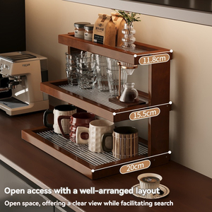 Desktop a tre strati moderno portabicchieri di bambù Multi-strato espositore tavolo da pranzo Top sala da tè acqua tazza di stoccaggio - Product Image 2