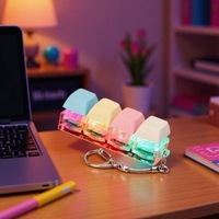 RGB Light-up Transparent Pressure Release Toy Mechanical Keyboard 4-key Illuminated Stress Relief Keycap Keyboard Keychain