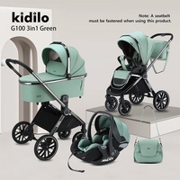 Poussette Bébé Haute Kidilo 3-en-1 Paysage avec Nacelle 3-en-1 Pliable Bidirectionnelle, Frein Double à une Étape, Voiture de Marche pour Enfants