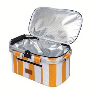 Customized Stripe Thermal Insulated Beach Picnic Cooler Bag Embossed logo Food Portable Basket Lunch Cooler Bag - Product Image 5