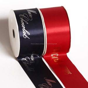 Can print with logo for chocolate Christmas <span class=keywords><strong>Decoration</strong></span> ribbon flowers, gift packaging Polyester printed satin ribbon - Product Image 4