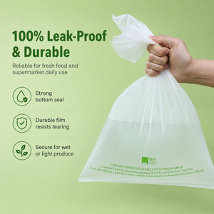 Sac de courses en rouleau en plastique biodégradable compostable thermoscellable durable personnalisé en PLA PBAT à base d'amidon de maïs pour supermarché - Product Image 2