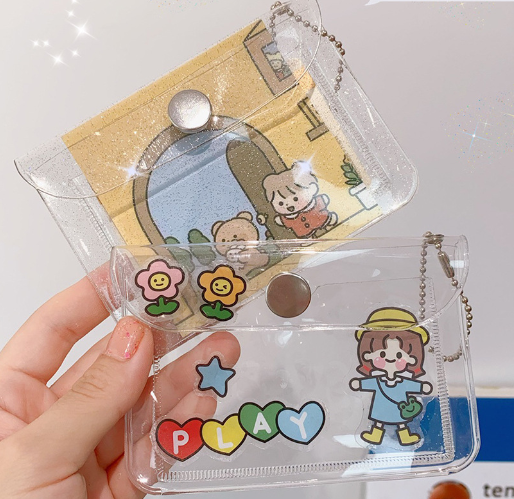 Прозрачный складной кошелек из ПВХ в Корейском стиле, блестящий кошелек, держатель для карт