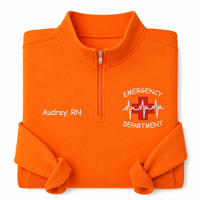 Sweat-shirt d'infirmière brodé pour femme, doublé, à col zippé, pour l'hiver, idéal pour les services d'urgence - Cadeau personnalisé pour infirmière