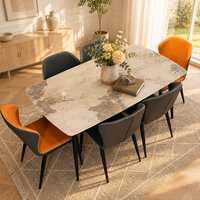 Table en pierre frittée aspect marbre, haute dureté, résistante aux chocs, ensemble de salle à manger moderne pour appartement, vendable