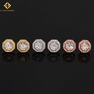 Hip Hop Jewelry Pass Diamond Tester 925 Silver Mens Rose Gold Screw <b>Back</b> GRA Moissanite <b>Earrings</b> - Product Image 2