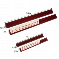 Support de rangement pour tuiles de Mahjong américain de 18 pouces avec poussoirs magnétiques festonnés, en bois et acrylique, avec couvercle transparent