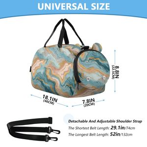 Sac de sport et de voyage unisexe en polyester à imprimé marbré avec logo personnalisé pour enfants, filles et garçons - Product Image 4