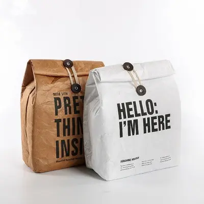 Custom Logo Recycled Insulated Cooler bag Eco-Friendly Paper Tyvek Lunch Bag