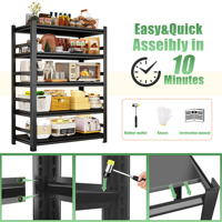 Étagère de cuisine moderne Morgie, unité de rangement métallique réglable et détachable, étagères de garde-manger, étagère utilitaire autoportante pour garage