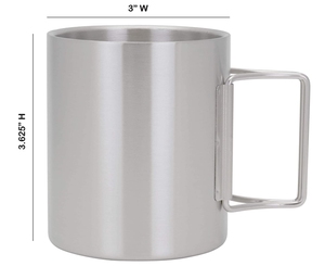 Stainless Steel 9.92 Ounce 10 Oz. Stainless Steel Outdoors <b>Camping</b> <b>Cup</b> W/Foldable Handles 2 Piece Set - Product Image 2