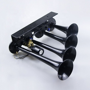 Klaxon à <span class=keywords><strong>air</strong></span> universel en zinc chromé, son puissant, 12V/24V, 4 trompettes, avec système d'alarme de sécurité pour camion et train - Product Image 3