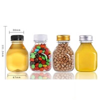 Vente flash : Bouteilles d'eau et de jus réutilisables en plastique PET de qualité alimentaire, forme carrée courte et épaisse, 8 oz, avec bouchons anti-fuite pour contenants vides