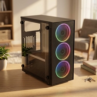 Tour à haut débit d'air compatible ATX Micro ATX, avec 7 emplacements d'extension PCI, double disque dur, double SSD, et espace d'installation généreux pour ventilateurs – Accessoire pour PC.