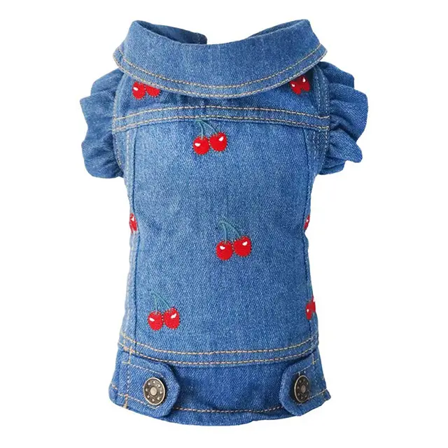 Pet Clothes Dog Jeans Jacket Cool Blue Denim Coat Small Medium Dogs Lapel Vests Classic Puppy Hoodies