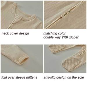 批发有机棉蜂巢提花拉链婴儿服装婴儿连体衣 - Product Image 3