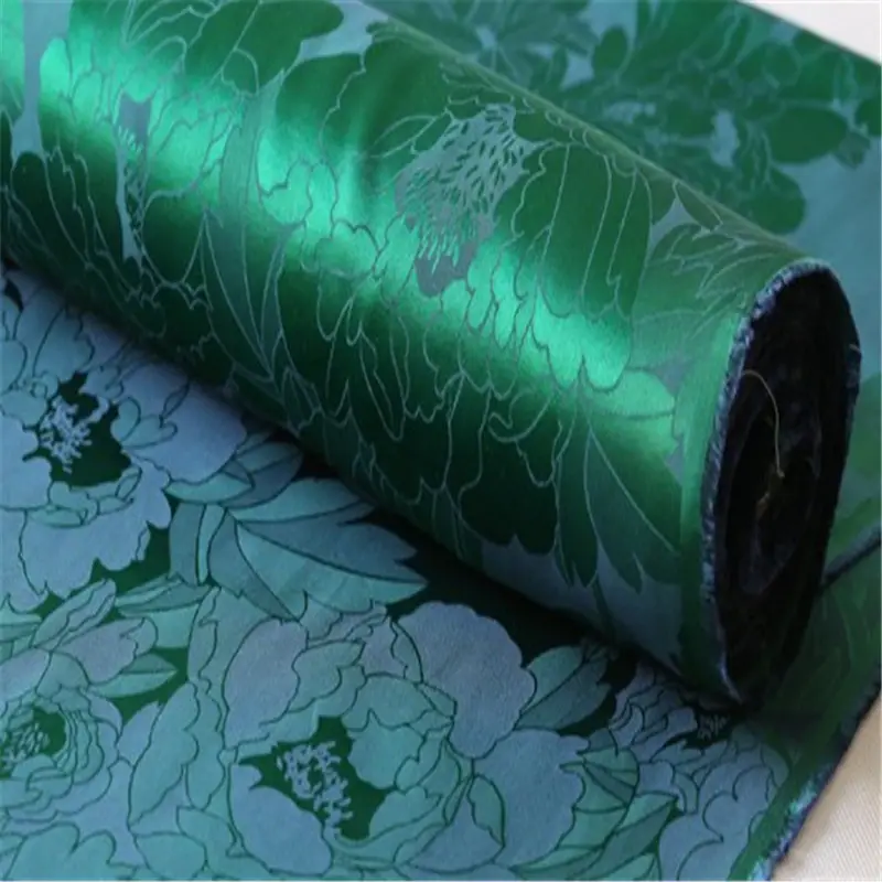 Puro Jacquard de seda Flor de tela Floral para mujer ropa Vintage de fabricación