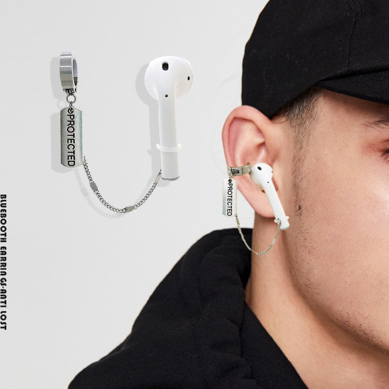 Oem Gepersonaliseerde Airpods Anti Verloren Stud Oorbellen Geen Doorboord Oor Clip Roestvrij Staal Oorbellen Voor Mannen