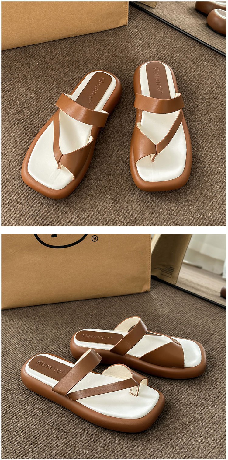 Korean High-heeled Wedges Slippers Beach Platform Sandals Leather PU Ladies Flip-flops Slippers