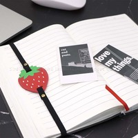 Marque-page en cuir PU avec bande élastique, motif fruits mignons (fraise, ananas) pour journaux et carnets, cadeaux pour les amateurs de livres