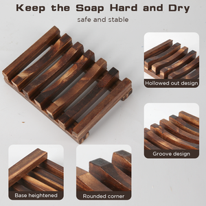 מגש סבון טבעי כפרי אקולוגי בעל רחצה סבון בעבודת יד למים טוגנים צלחת סבון עץ אורן עץ לשומר אמבטיה לכיור - Product Image 5