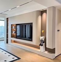 Ensemble complet de meubles modernes en bois pour salon, compatible avec téléviseur 65 pouces+, option table basse, quincaillerie coordonnée, installation sans soudure