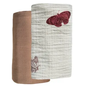 Мягкое одеяло для новорожденных, с принтом бабочек