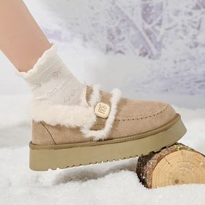Зимние удобные пушистые флисовые Замшевые сабо без шнуровки на платформе - Product Image 4
