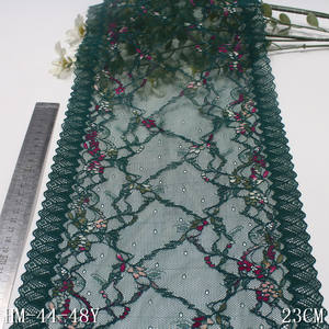 23CM Vert Nylon Spandex Fantaisie Dentelle Jacquard Élastique Stretch Dentelle Garniture Colorée Petite <span class=keywords><strong>Fleur</strong></span> Dentelle pour Couture Vêtements - Product Image 3