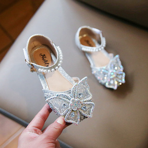 Chaussures habillées à semelle en caoutchouc pour mariage et fête, sandales plates de princesse pour enfants et tout-petits avec strass - Product Image 6