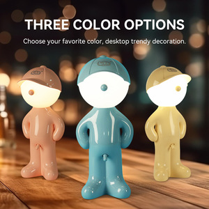 Creative Shy Boy With Hat Standing USB Charging Desk Lamp Cute LED Ambient Night <strong>Light</strong> Home Bedroom Decor Gift <strong>Table</strong> Lamp - Product Image 1