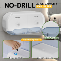 Distributeur mural de papier toilette en rouleau jumbo en plastique ABS à double extraction centrale pour hôtels, toilettes commerciales et salles de bain